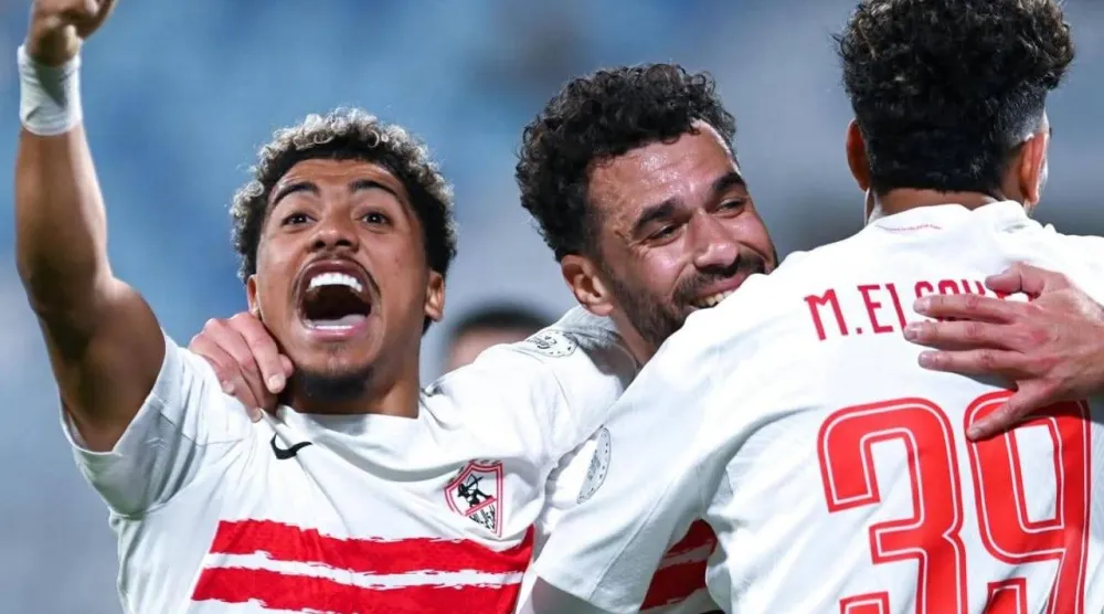 فرحة ثلاثي الزمالك خوان بيتزيرا وعبد الله السعيد ومحمد السيد بالفوز والتأهل (نادي الزمالك)