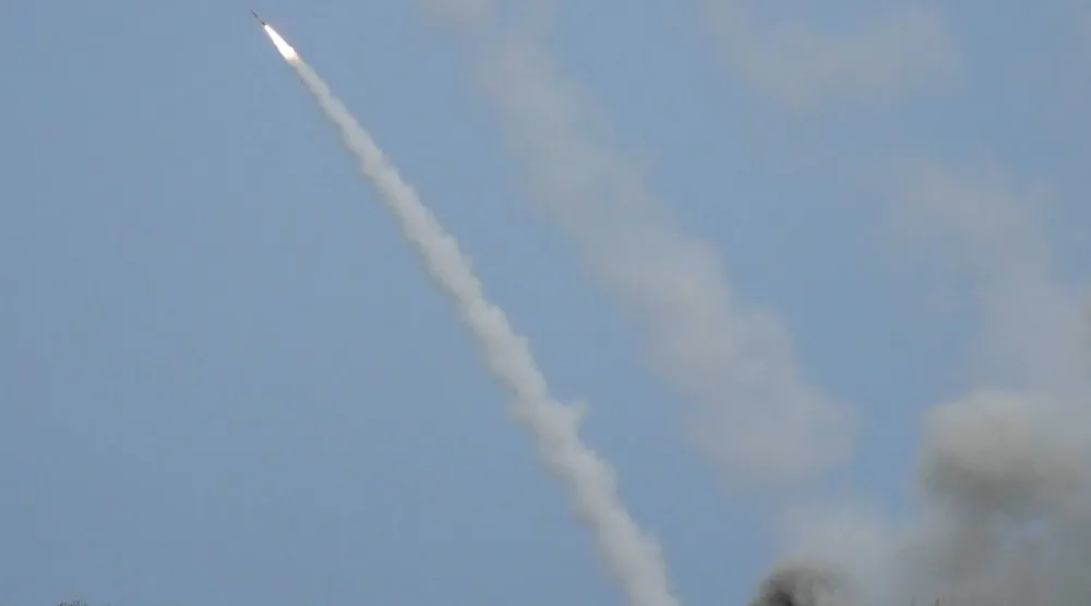 A US M142 High Mobility Artillery Rocket System (HIMARS) fires a missile during a Combined Joint Littoral Live Fire Exercise at the joint military exercise called "Balikatan", Tagalog for shoulder-to-shoulder in a Naval station in Zambales province, northern Philippines on Wednesday, April 26, 2023. (AP)