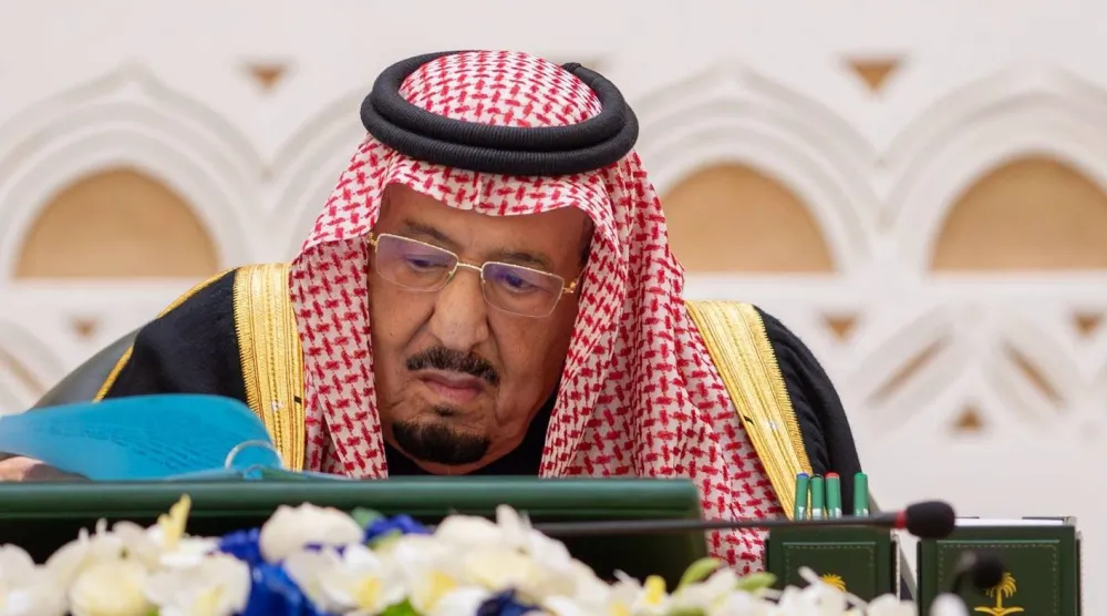 خادم الحرمين الشريفين الملك سلمان بن عبد العزيز لدى ترؤسه جلسة مجلس الوزراء في الرياض الثلاثاء (واس)