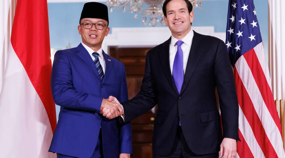 وزير الخارجية الأميركي ماركو روبيو يلتقي وزير الخارجية الإندونيسي سوجونو في وزارة الخارجية الأميركية 19 فبراير 2026 (أ.ب)