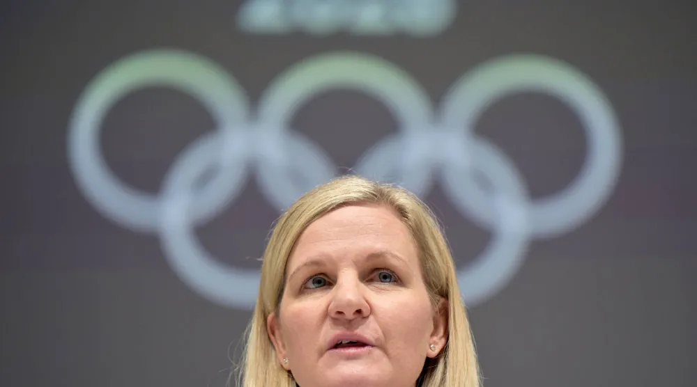  20 February 2026, Italy, Milan: President of the International Olympic Committee (IOC) Kirsty Coventry holds a press conference. (dpa)