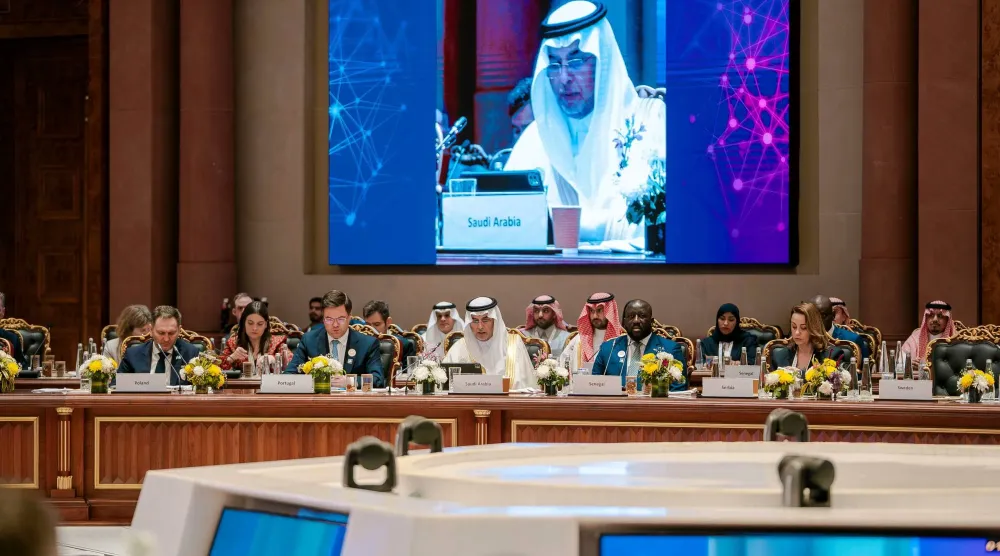 رئيس «سدايا» متحدثاً خلال الجلسة الخاصة بالشراكة في المؤتمر الدولي بالهند (واس)