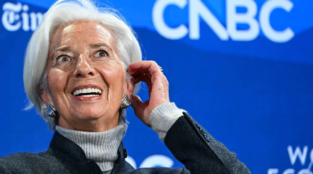 لاغارد خلال مشاركتها في منتدى دافوس الشهر الماضي (أ.ف.ب)