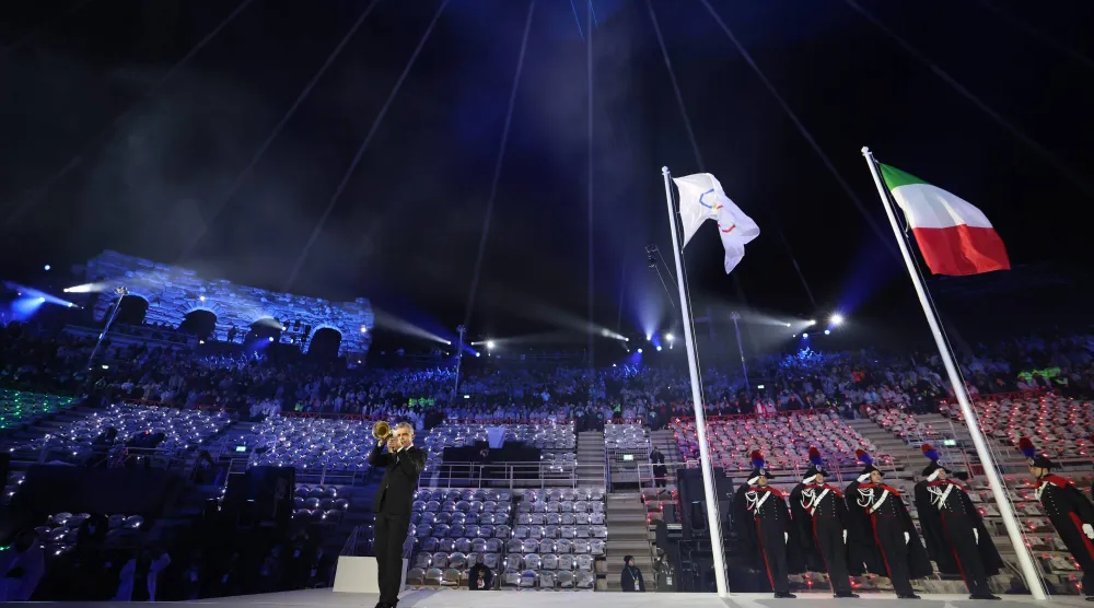 مراسم اختتام ألعاب ميلانو - كورتينا الأولمبية (أ.ب) 