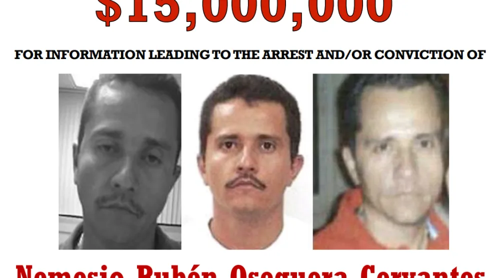 جزء من إعلان وزارة الخارجية الأميركية مكافأة بقيمة 15 مليون دولار لمن يدلي بمعلومات عن «إل منتشو» (وزارة الخارجية الأميركية)