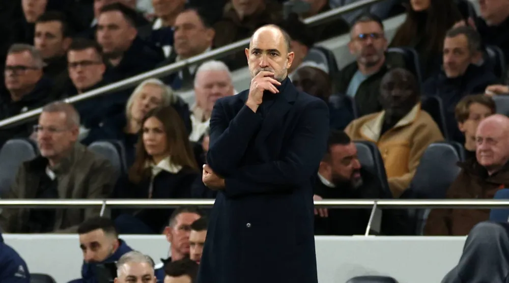 Tottenham's head coach Igor Tudor reacts during the English Premier League soccer match between Tottenham Hotspur and Arsenal in London, Sunday, Feb. 22, 2026.(AP)