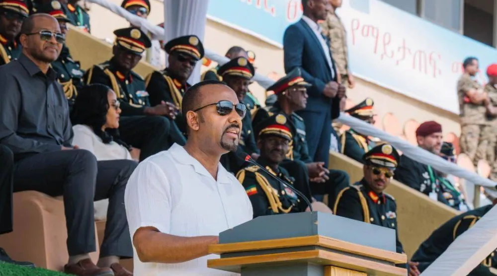 رئيس الوزراء الإثيوبي آبي أحمد أثناء كلمته في احتفال تأسيس القوات الخاصة الإثيوبية (وكالة الأنباء الإثيوبية)