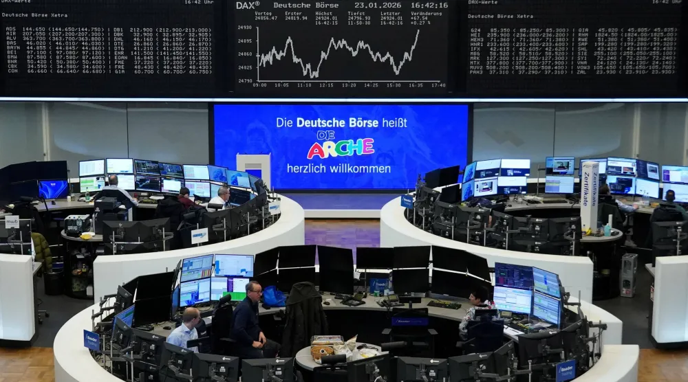 رسم بياني لمؤشر أسعار الأسهم الألماني «داكس» في بورصة فرانكفورت (رويترز)