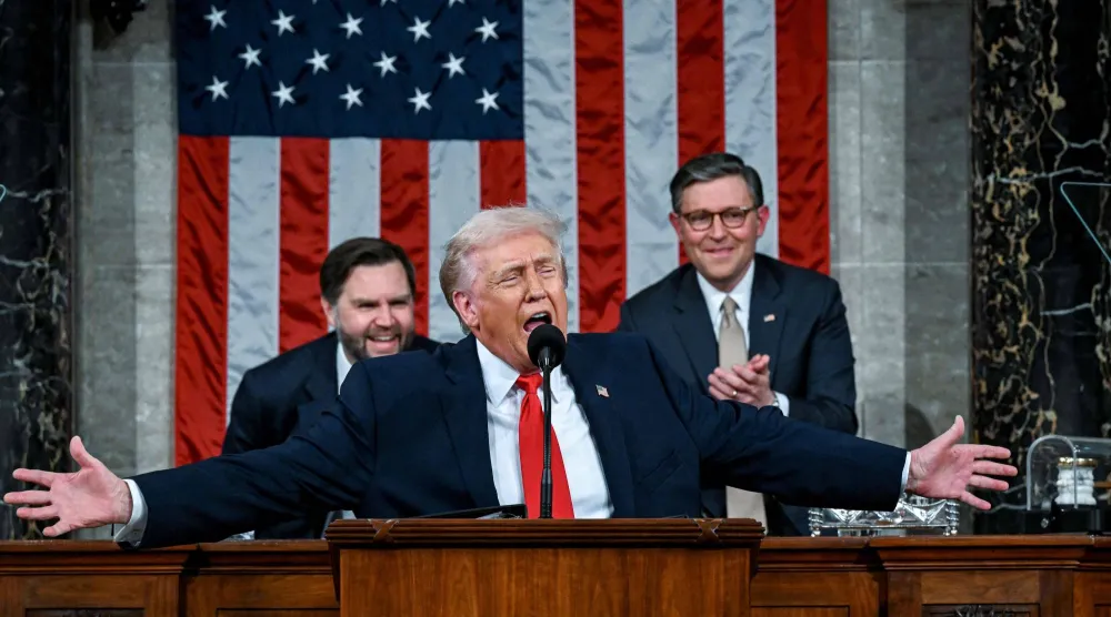 ترمب خلال خطاب حال الاتحاد أمام الكونغرس يوم 24 فبراير 2026 (أ.ف.ب)