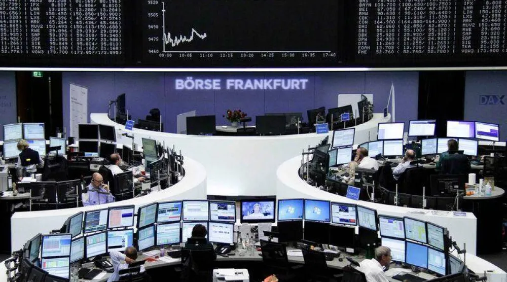 لوحة مؤشر «داكس» في بورصة فرانكفورت (رويترز)