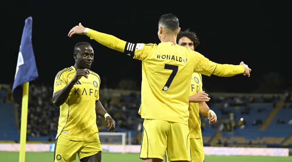 فرحة نصراوية بهدف رونالدو في النجمة (تصوير: بشير صالح)