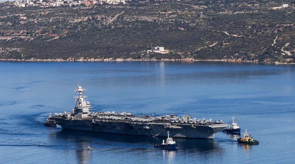 حاملة الطائرات التابعة لـ«البحرية» الأميركية «يو إس إس جيرالد آر فورد» (أ.ف.ب)