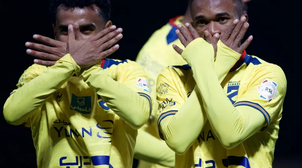 فرحة حزماوية بالهدف الثالث (تصوير: نايف العتيبي)