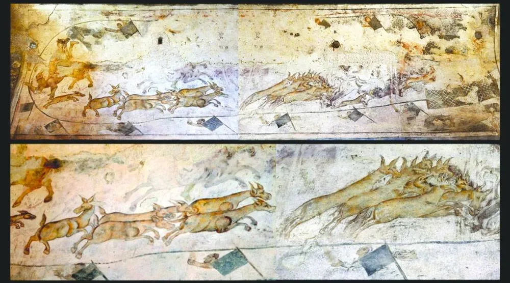 صيد الحمير البرية في جدارية أموية