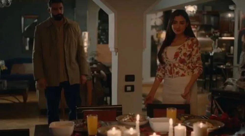 مي وحازم إيهاب في أحد مشاهد «الست موناليزا» (إم بي سي مصر)