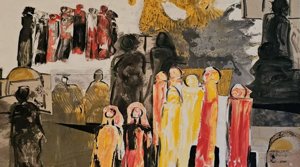 لوحة للفنانة وفاء النشاشيبي (الشرق الأوسط)