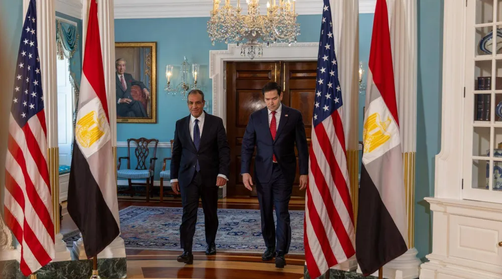 وزير الخارجية المصري بدر عبد العاطي ونظيره الأميركي ماركو روبيو خلال لقاء سابق في واشنطن (الخارجية المصرية)