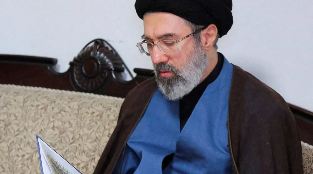 FILE PHOTO: Mojtaba Khamenei, the second son of Iran's Supreme Leader Ayatollah Ali Khamenei, visits Hezbollah's office in Tehran, Iran, October 1, 2024. Office of the Iranian Supreme Leader/WANA (West Asia News Agency)/Handout via REUTERS/File Photo 