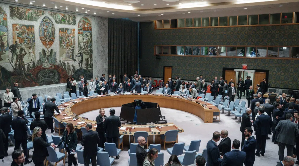 مجلس الأمن التابع للأمم المتحدة في جلسة طارئة بشأن إيران في نيويورك 28 فبراير الماضي (إ.ب.أ)