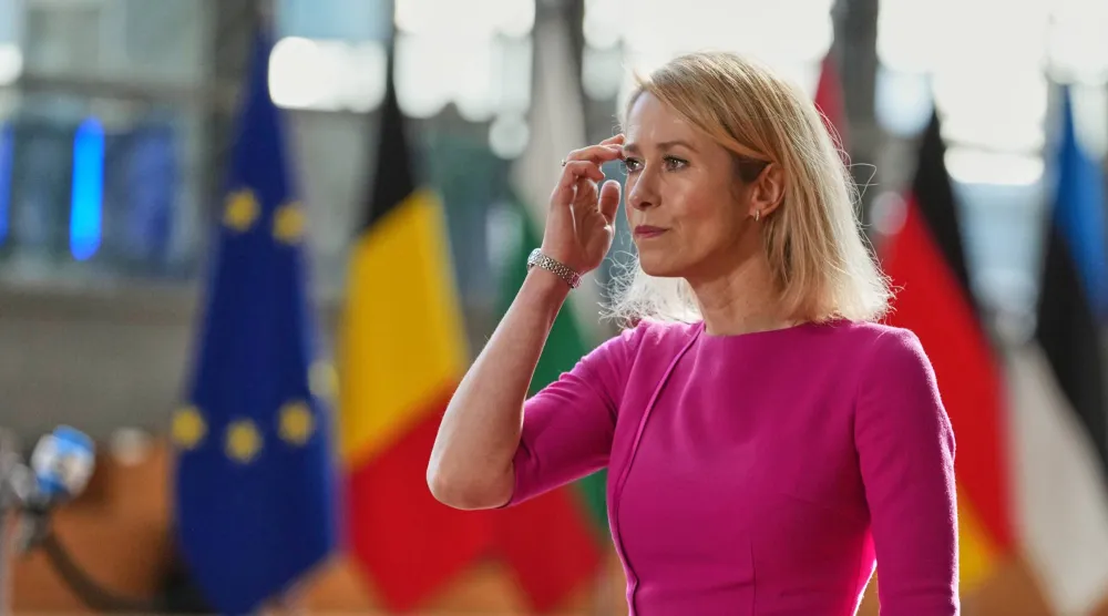 كايا كالاس مسؤولة السياسة الخارجية في الاتحاد الأوروبي تصل إلى مبنى المجلس الأوروبي في بروكسل بلجيكا 5 مارس 2026 (أ.ب)
