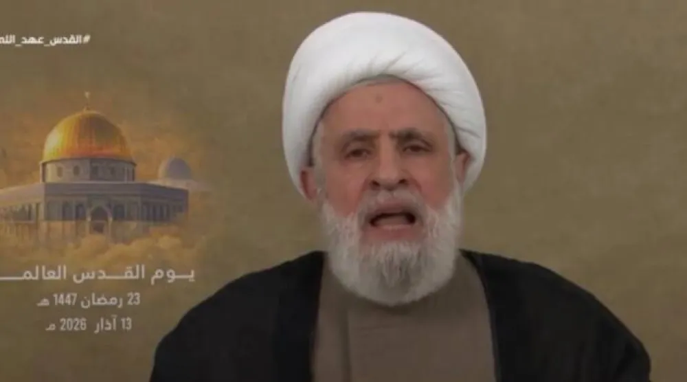 نعيم قاسم في خطاب متلفز اليوم بمناسبة يوم القدس (إكس)