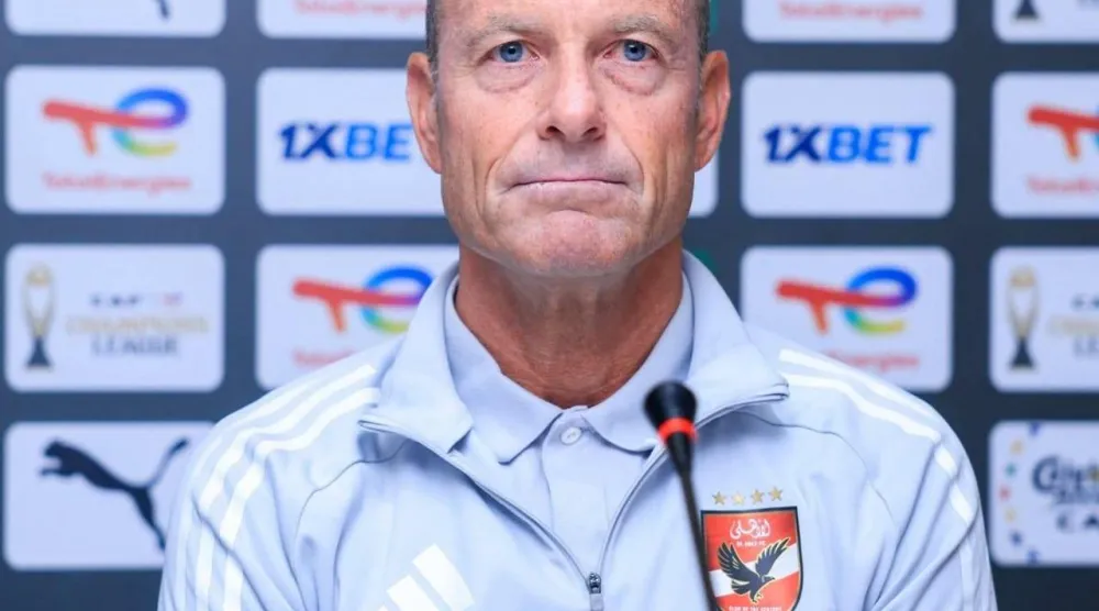 ييس توروب مدرب الأهلي المصري في المؤتمر الصحافي بتونس (النادي الأهلي)