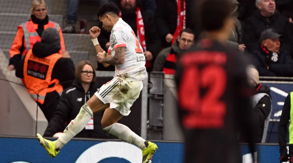 14 March 2026, Leverkusen: Munich's Luis Diaz celebrates scoring his side's first goal during the German Bundesliga soccer match between Bayer 04 Leverkusen and FC Bayern Munich at the BayArena. Photo: Federico Gambarini/dpa 