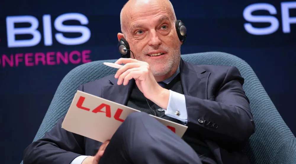 خافيير تيباس رئيس رابطة الدوري الإسباني لكرة القدم (د.ب.أ)