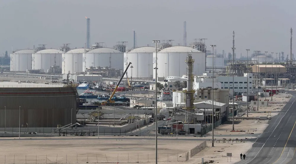 مدينة رأس لفان الصناعية، الموقع الرئيسي في قطر لإنتاج الغاز الطبيعي المسال وتحويل الغاز إلى سائل (أرشيفية - أ.ف.ب)