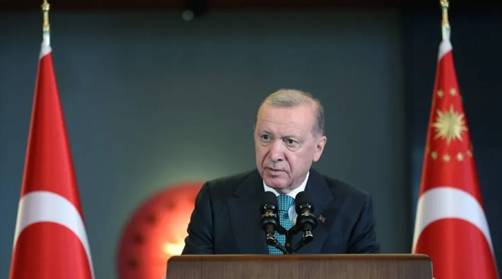 الرئيس التركي رجب طيب إردوغان أكد في رسالة تهنئة بعيد الفطر المضي قدماً في عملية السلام مع الأكراد (الرئاسة التركية)