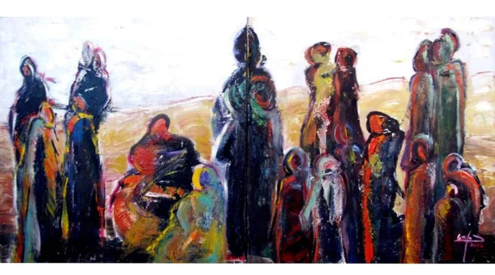 لوحات المعرض تضمَّنت قصصاً من فسطين (الشرق الأوسط)