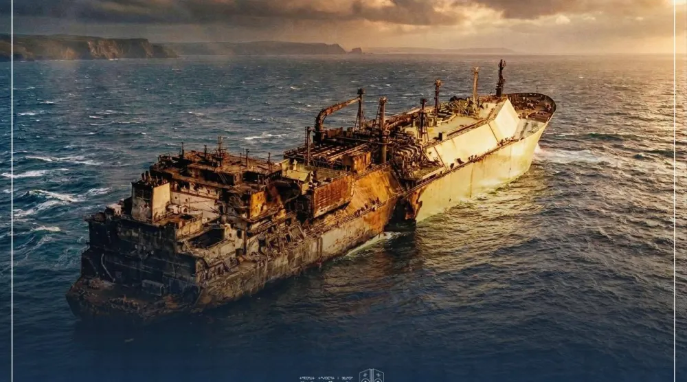 ناقلة الغاز الروسية المتضررة قبالة سواحل ليبيا منذ 3 مارس (المؤسسة الوطنية للنفط)