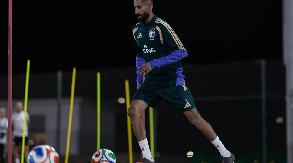 سلمان الفرج خلال تدريبات المنتخب السعودي في معسكر جدة (المنتخب السعودي)