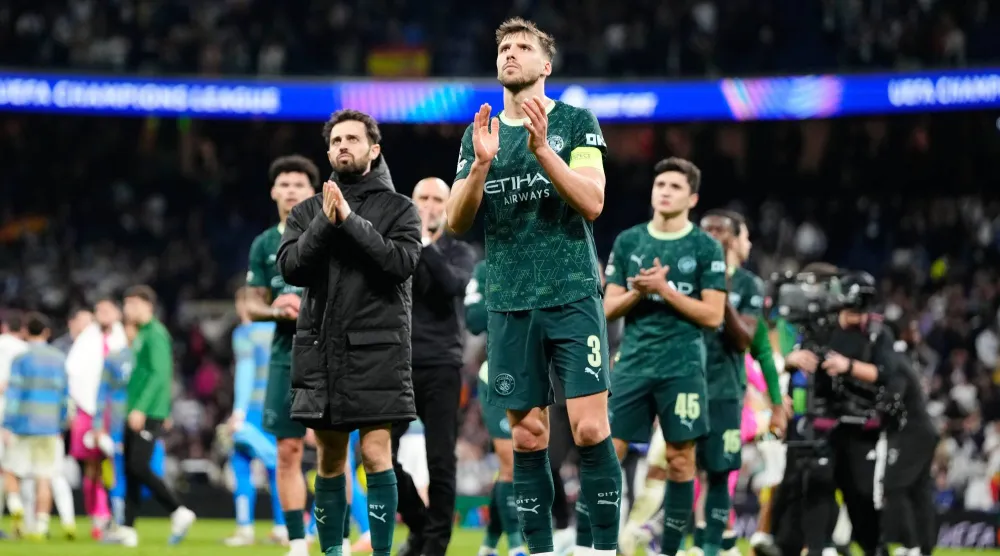 مانشستر سيتي دخلت شباكه خمسة أهداف مقابل تسجيل هدف وحيد في مجموع المباراتين أمام ريال مدريد (أ.ب)