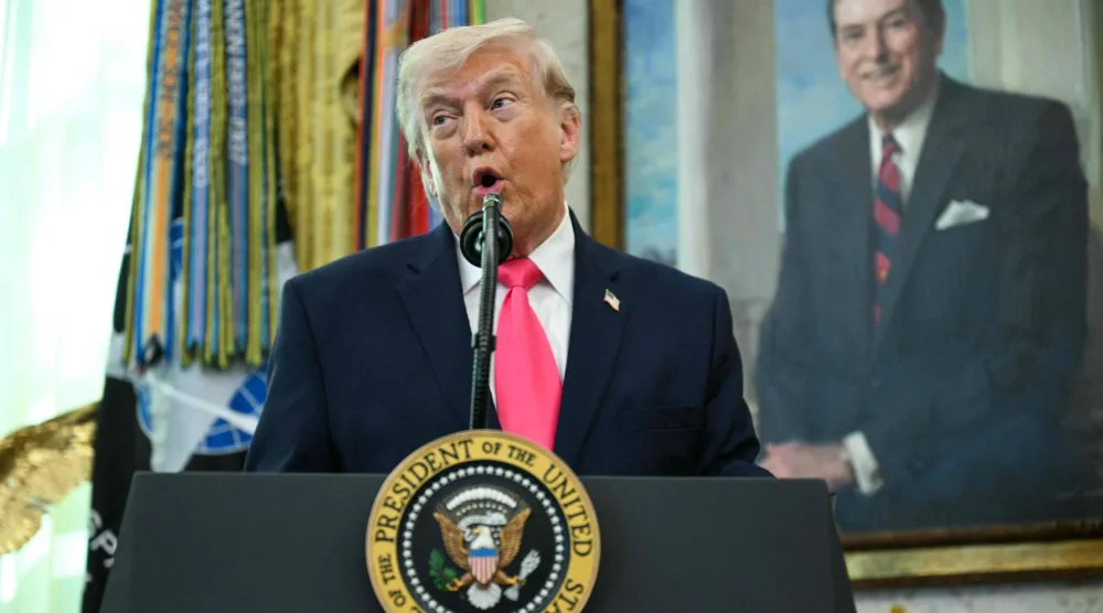 الرئيس الأميركي دونالد ترمب يتحدث في البيت الأبيض يوم 24 مارس 2026 (أ.ف.ب)