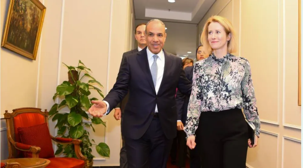 وزير الخارجية المصري أثناء استقباله كايا كالاس في القاهرة يناير الماضي (الخارجية المصرية)