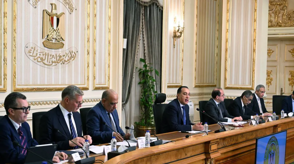 مدبولي خلال مؤتمر صحافي السبت لاستعرض مستجدات الحرب الإيرانية (مجلس الوزراء المصري)