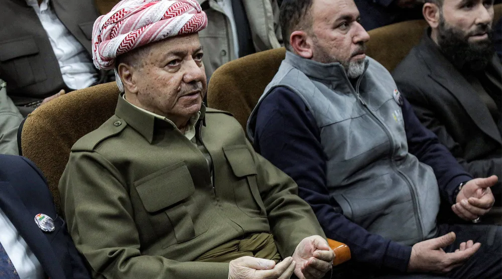  مسعود بارزاني رئيس الحزب الديمقراطي الكردستاني. (أ ف ب)