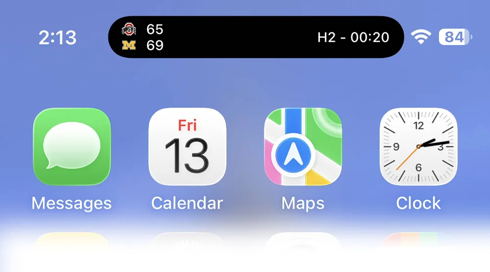  زر "تثبيت النتيجة المباشر" في الجزيرة الديناميكية لتطبيق غوغل على هاتف "آيفون 17 برو ماكس"