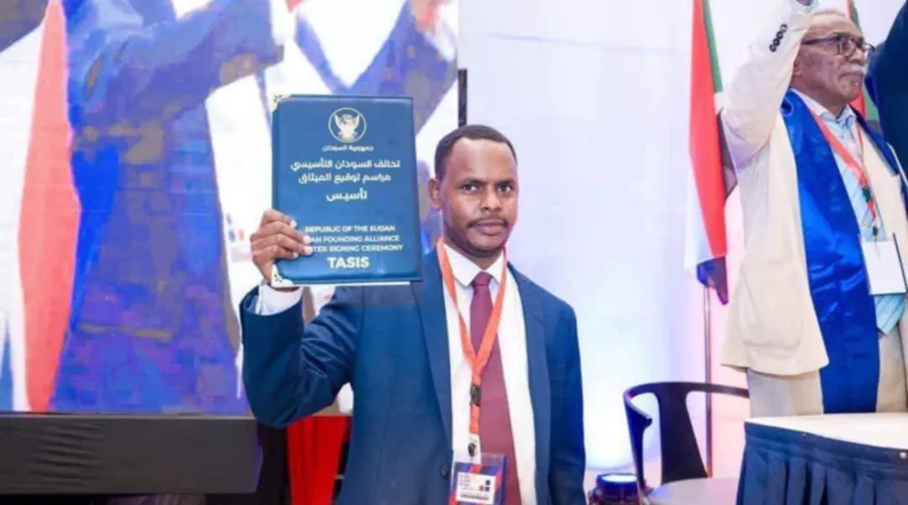 القيادي في تحالف «تأسيس» أسامة حسن الذي اغتيل في غارة على منزله في مدينة نيالا (تحالف «تأسيس«)