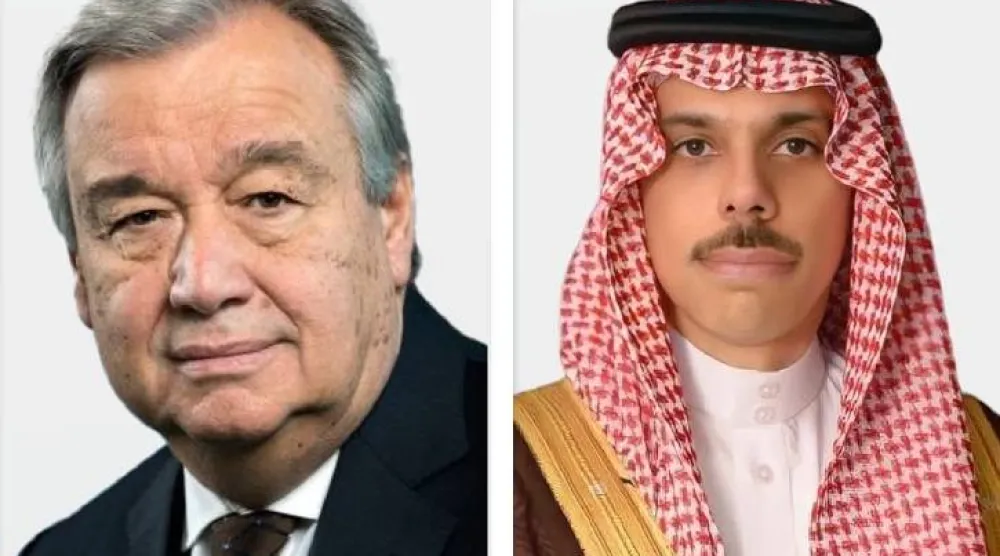 الأمير فيصل بن فرحان وأنطونيو غوتيريش (وزارة الخارجية السعودية)