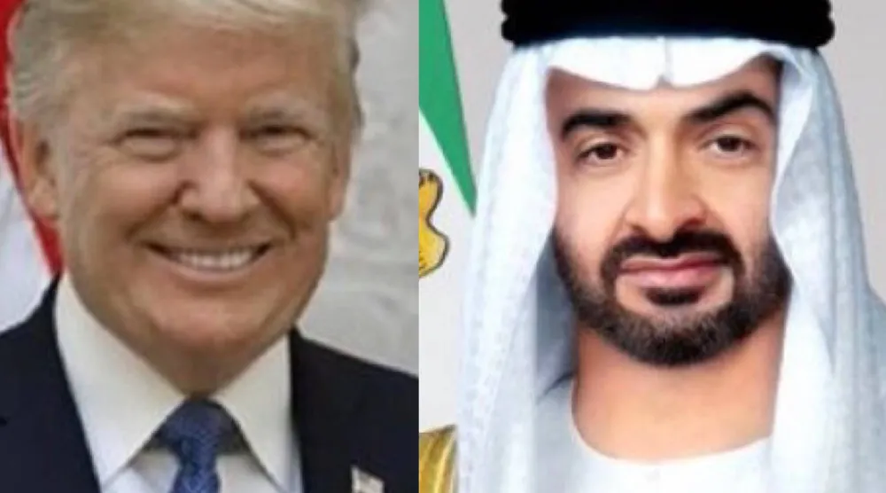 الشيخ محمد بن زايد آل نهيان رئيس دولة الإمارات ودونالد ترمب رئيس الولايات المتحدة (وام)