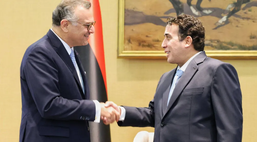 المنفي وبولس بمقر البعثة الليبية في نيويورك 24 سبتمبر 2025 (المجلس الرئاسي)