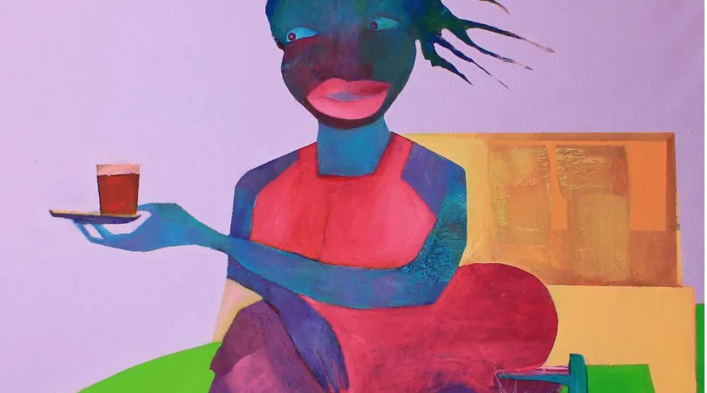 لوحة للفنانة آمنة الحسن ضمن المشروع التوثيقي (أرشيف السودان للفن التشكيلي)