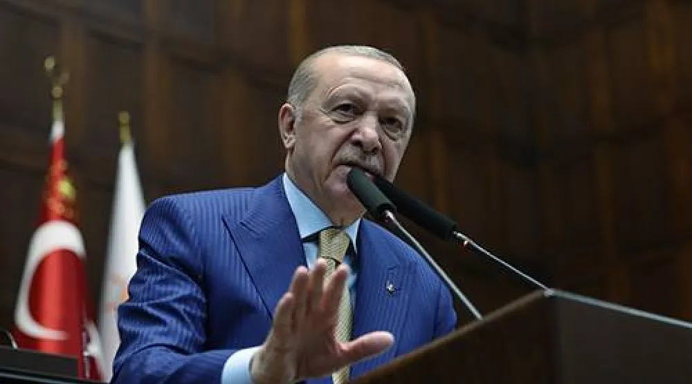 الرئيس التركي رجب طيب إردوغان لدى إلقائه كلمة (الرئاسة التركية)