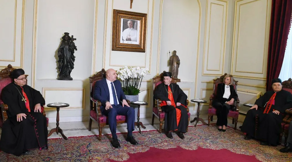 البطريرك الماروني بشارة الراعي يستقبل الرئيس اللبناني جوزيف عون في بكركي (البطريركية المارونية)