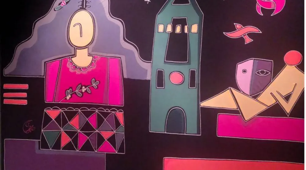 لوحات المعرض اعتمدت على الخط وهندسة الألوان (الشرق الأوسط)