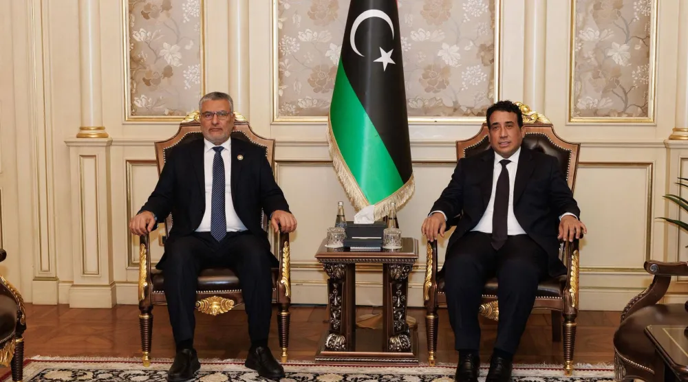 صورة أرشيفية لاجتماع تكالة والمنفي (المجلس الرئاسي)