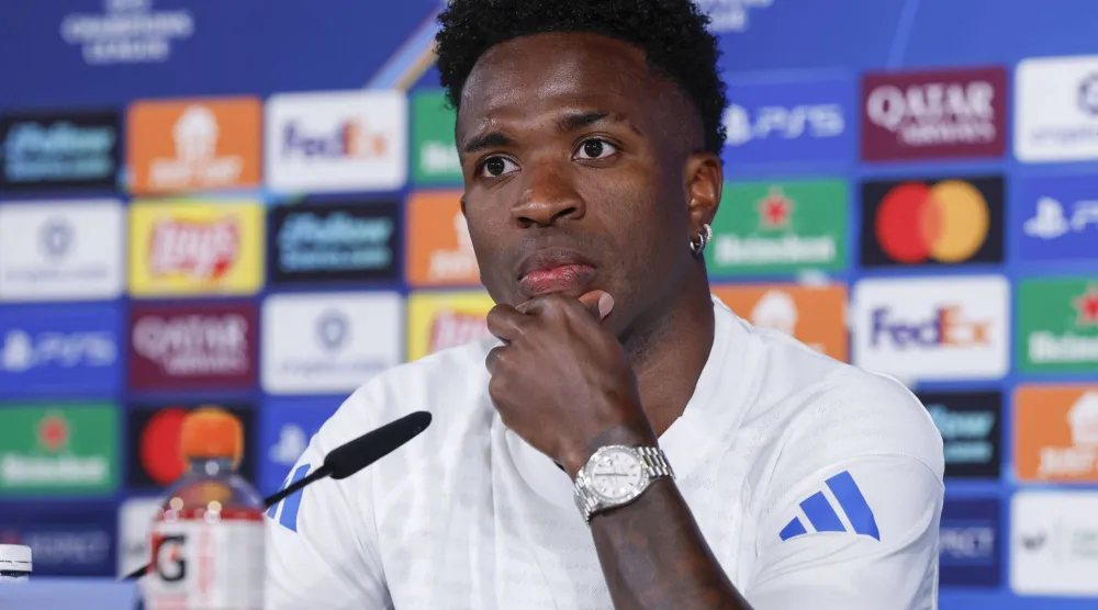 البرازيلي فينسيوس مهاجم ريال مدريد الإسباني (إ.ب.أ)