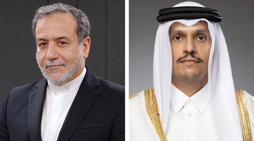 رئيس الوزراء القطري الشيخ محمد بن عبد الرحمن ووزير الخارجية الإيراني عباس عراقجي (قنا)